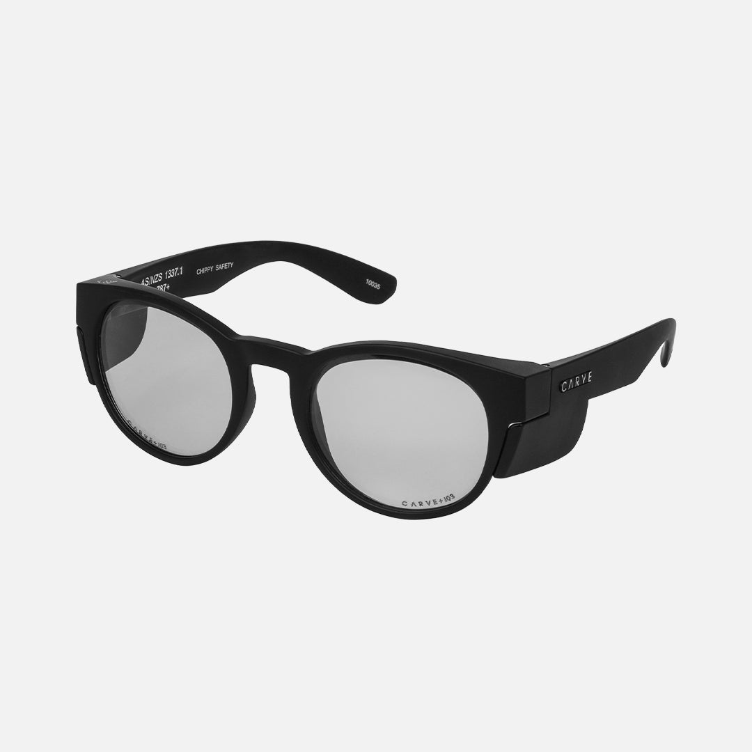 Chippy - Safety Matt Black Frame - Photochromatic Clear Grey Lens