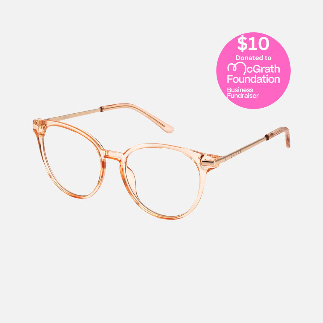 Dahlia - Blue Light Reading Crystal Pink Champagne Frame Glasses