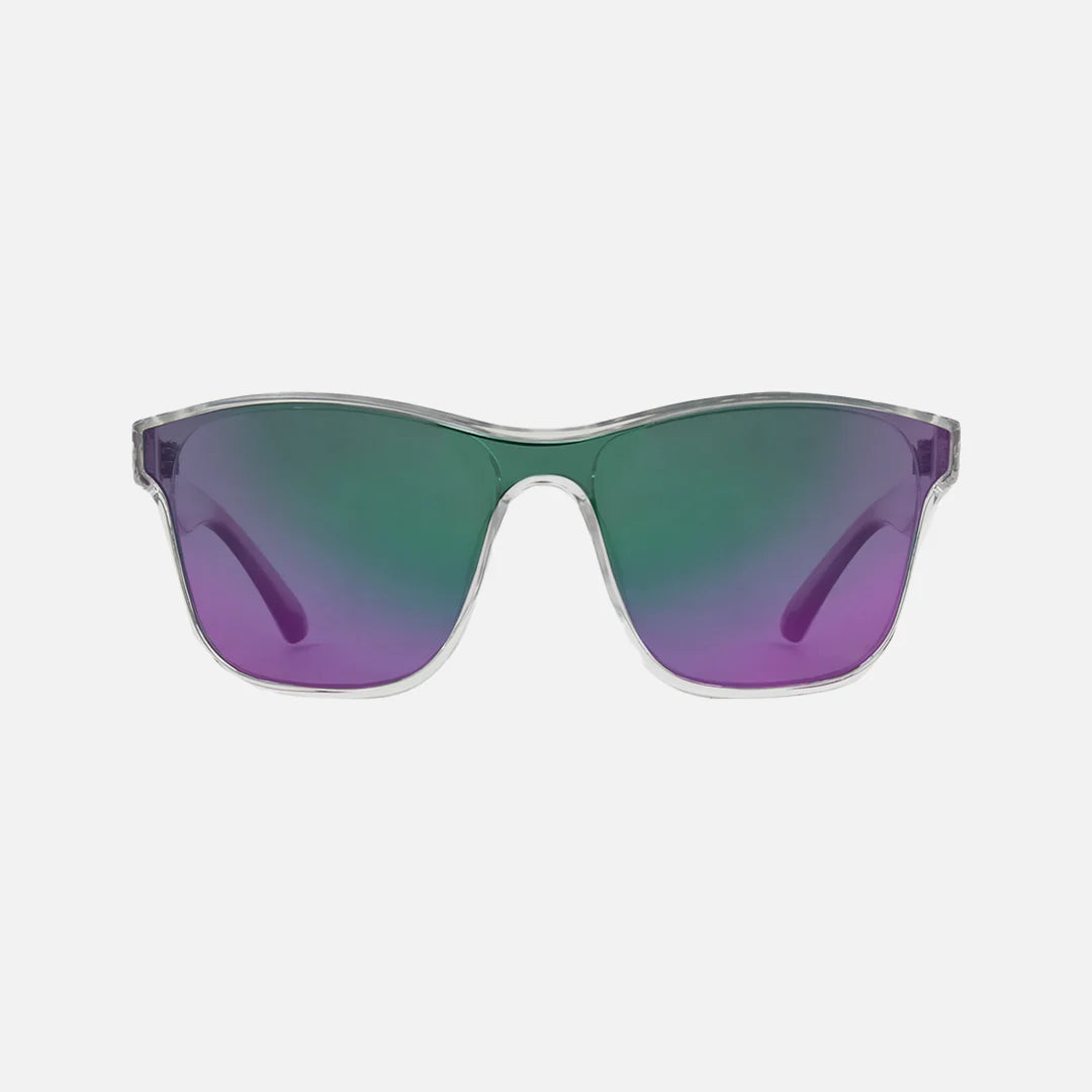 Riot - Crystal Clear Frame with Grey and Aqua Purple Iridium Lens