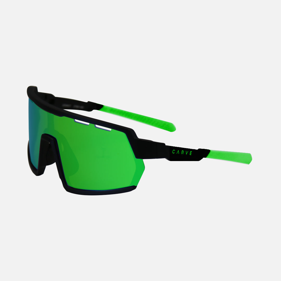 Legacy - Matte Black Frame Green Rubber Arm, Rose Lens with Green Iridium plus Venting