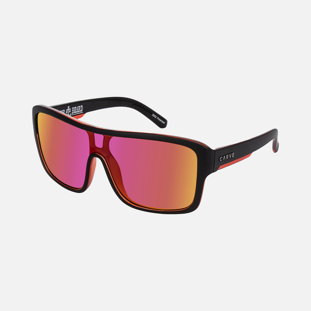 Anchor Beard - Matte Black Outer Frame with Red Crystal inner Trims, Red Iridium Lens