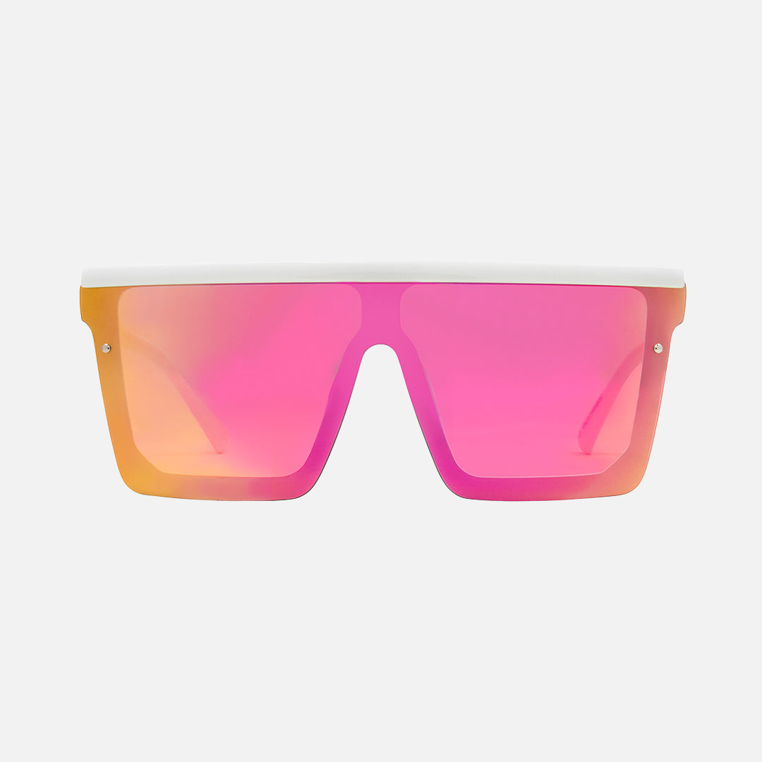 Muse - Gloss White Frame Hot Pink Orange Lens w/Pink Iridium
