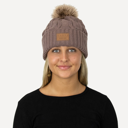 Whistler - Beanie Cable Knit with Pom Pom - Plum