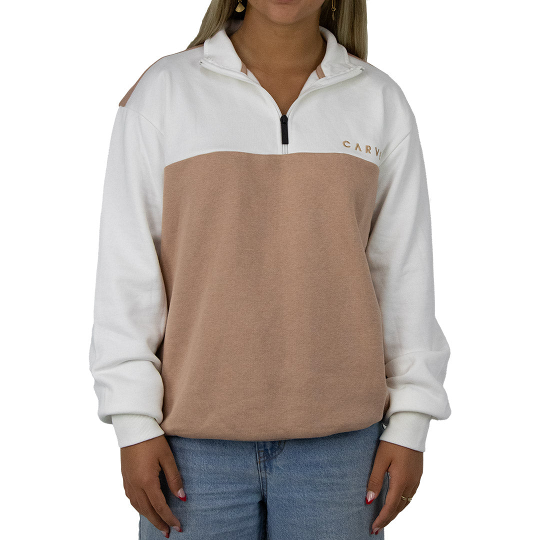 Banff - Girl's 1/4 Zip Front Zip Sweatshirt - Whipped Butter / Roebuck