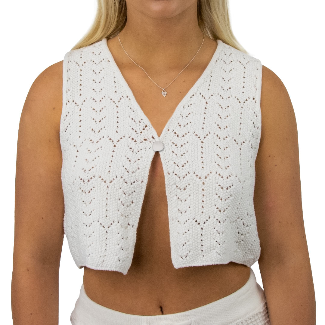 La Jolla - Girls Crochet Vest - Cream