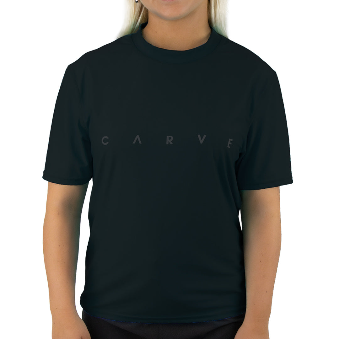 Wipe Out - Girls Short Sleeve Rash Vest - Black