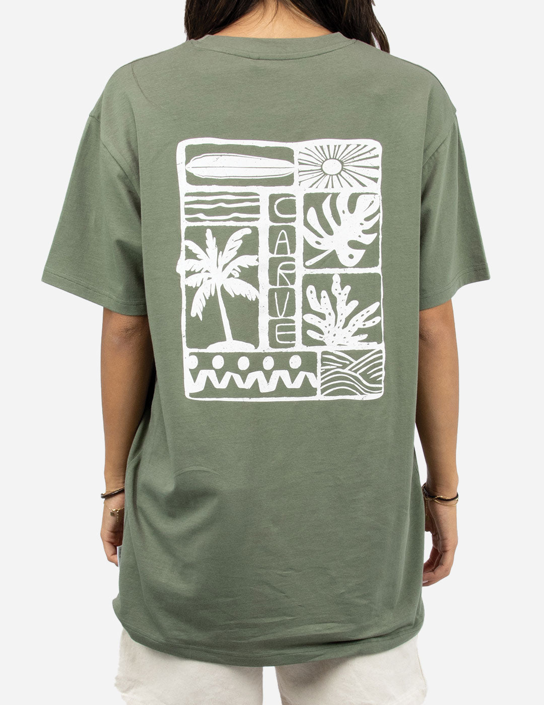 MOSAIC - Women's boyfriend fit short sleeve tee - Moss Green