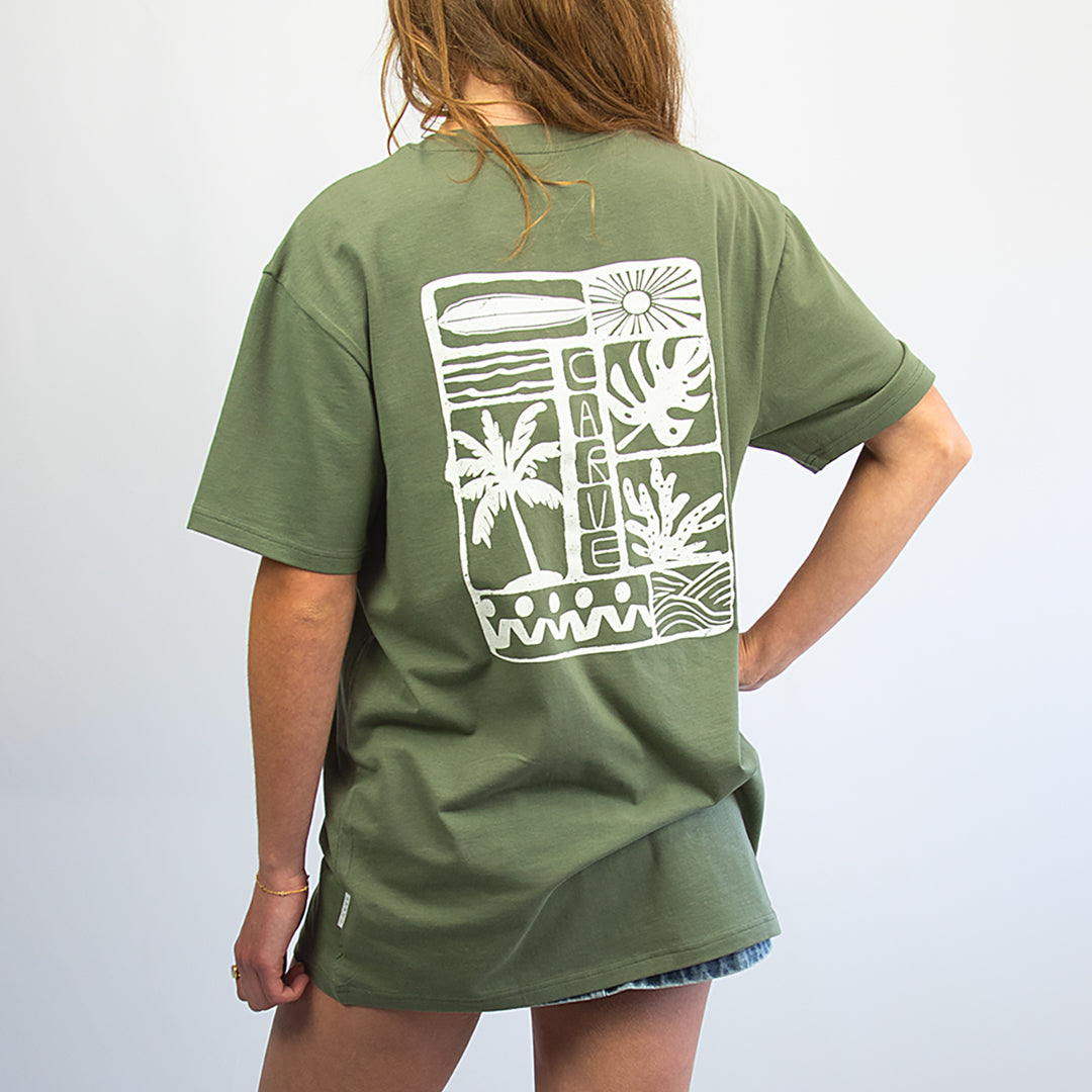 MOSAIC - Women's boyfriend fit short sleeve tee - Moss Green