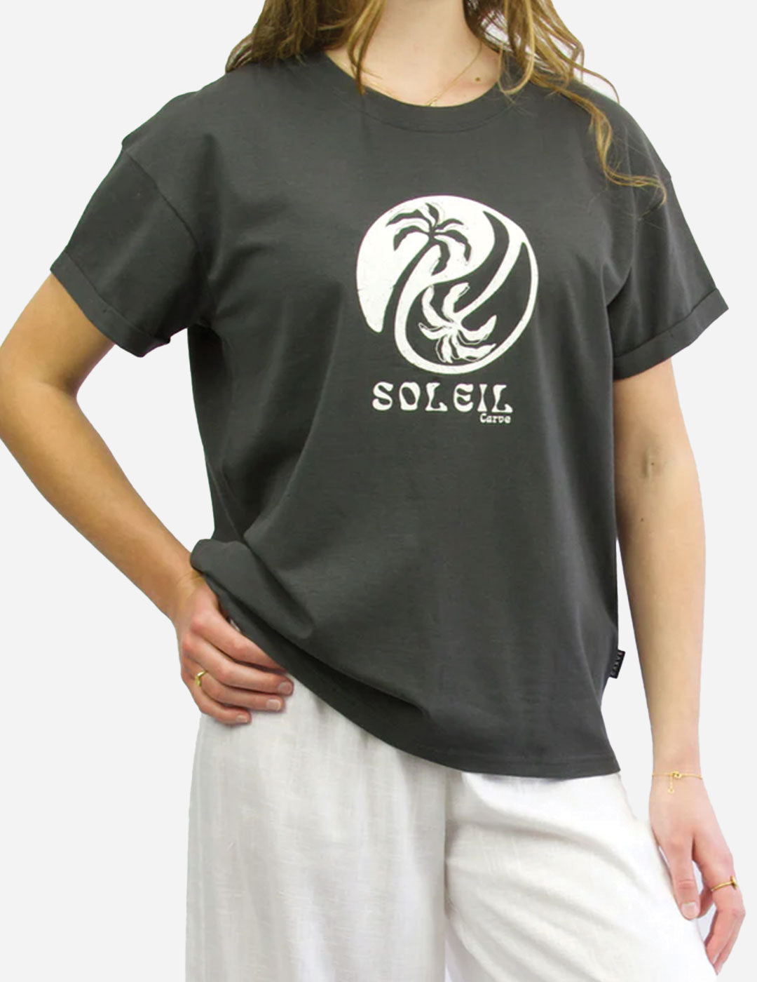 SOLEIL - Women's oversize short sleeve tee - Charcoal