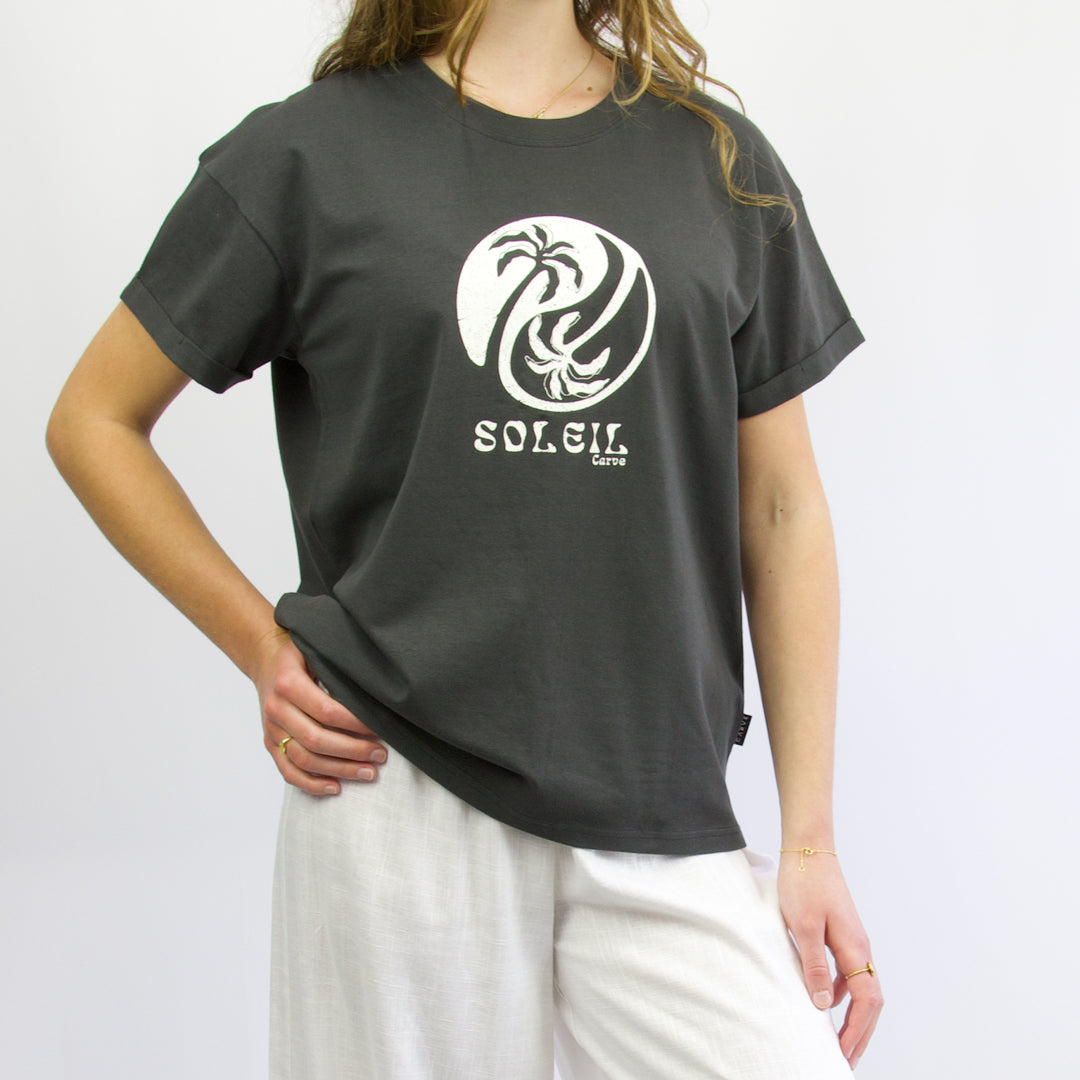 SOLEIL - Women's oversize short sleeve tee - Charcoal