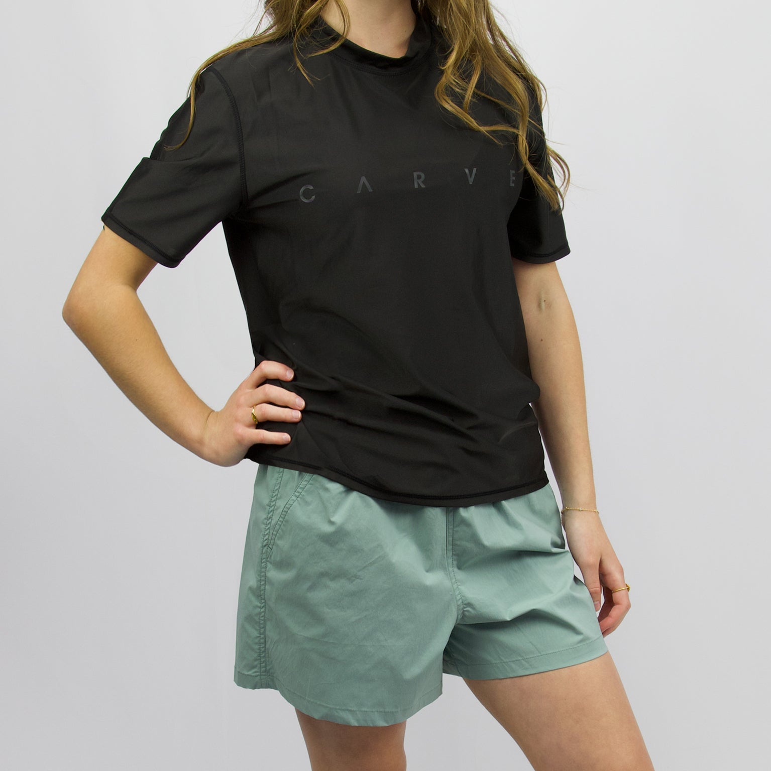 WIPE OUT - Women's short sleeve rashie tee - Black