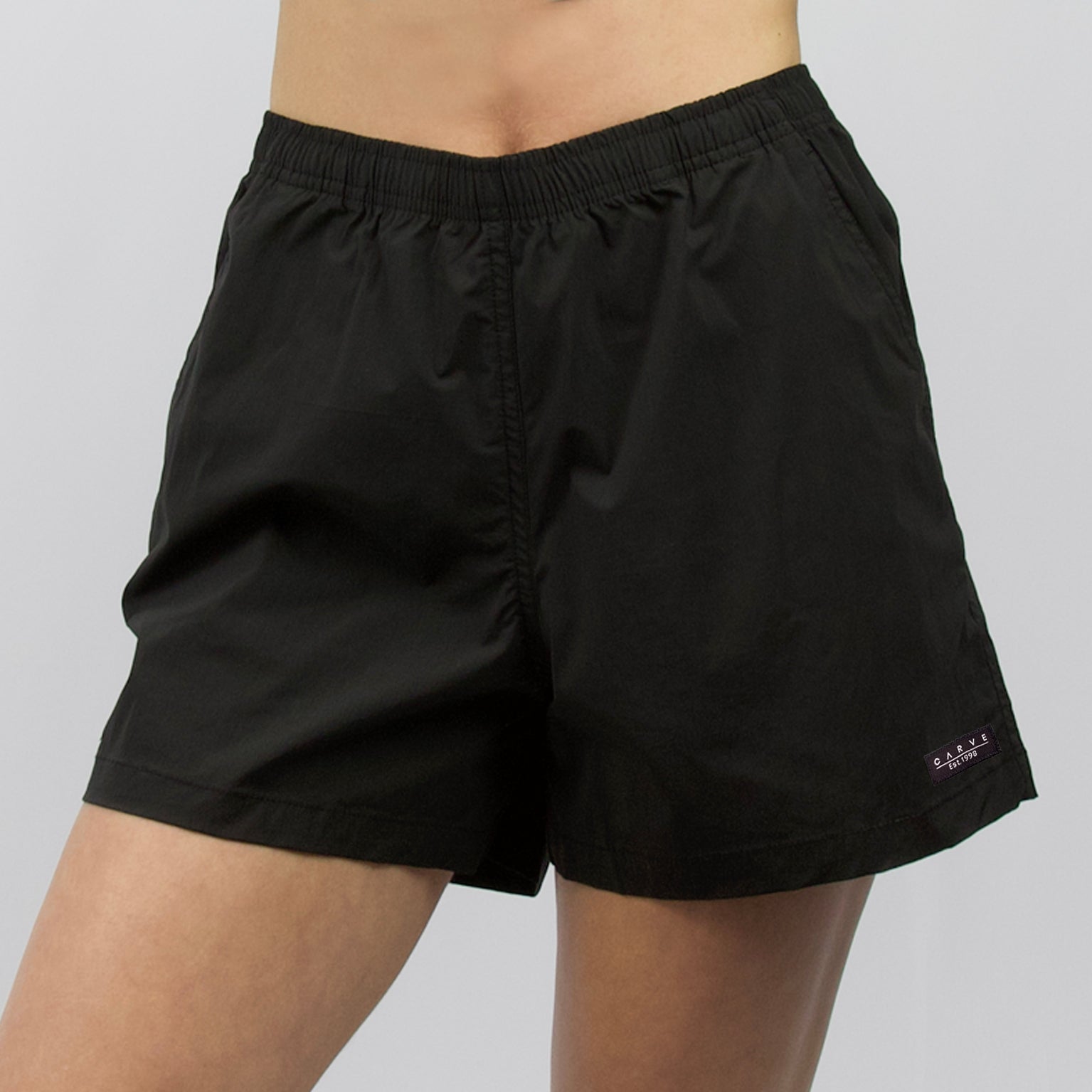 HYBRID Womens elastic waist boardies BLACK