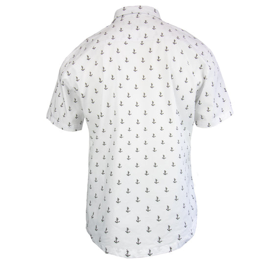 Ancora - Mens Larger Sizes Short Sleeve Button Front Shirt - White