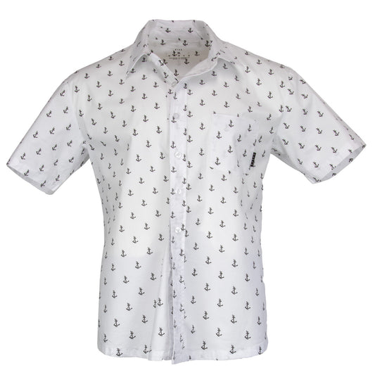 Ancora - Men's Short Sleeve Button Front Shirt - White