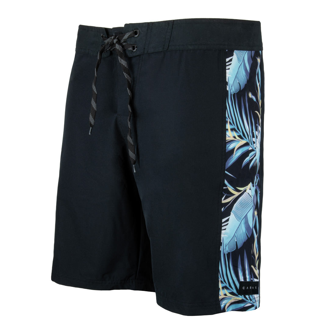 Kirra - Boy's Flat Waist Boardie - Black/Blue