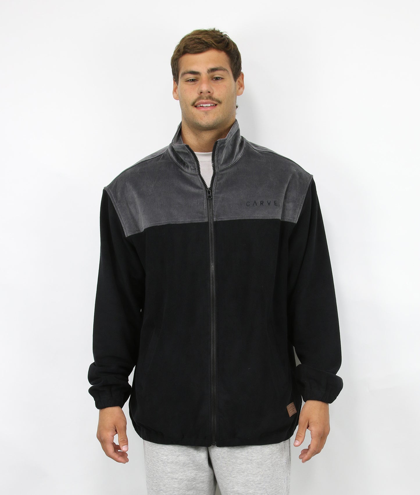 Saguaro Men's Zip Front High Neck Jacket - Black/ Charcoal