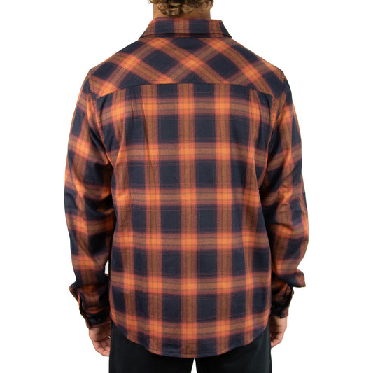 Flinders - Mens Long Sleeve Button Front Shirt - Rust Black