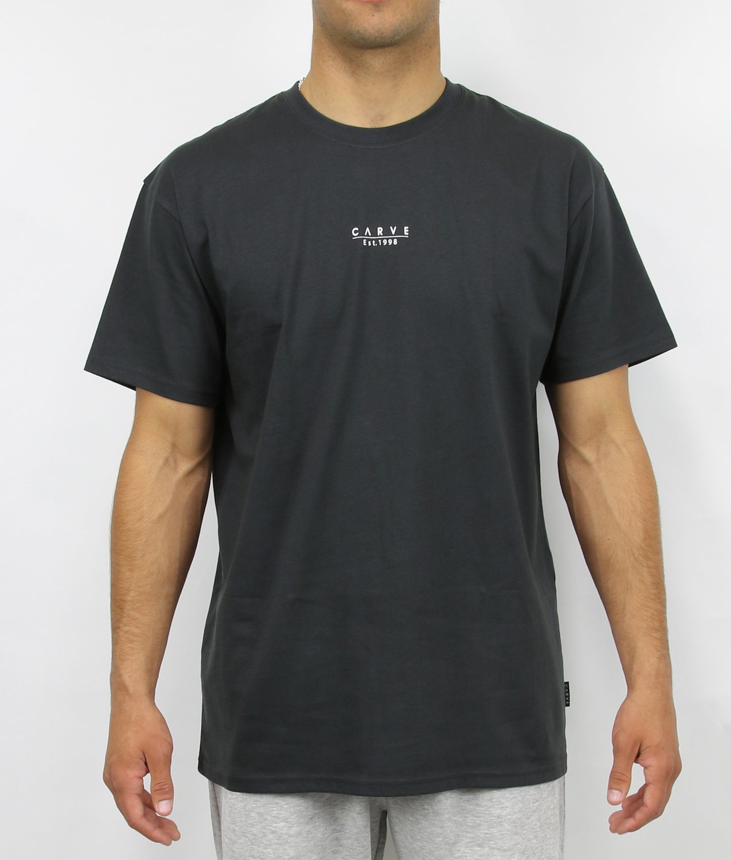 Heritage Mens Basic Short Sleeve Tee - Charcoal White