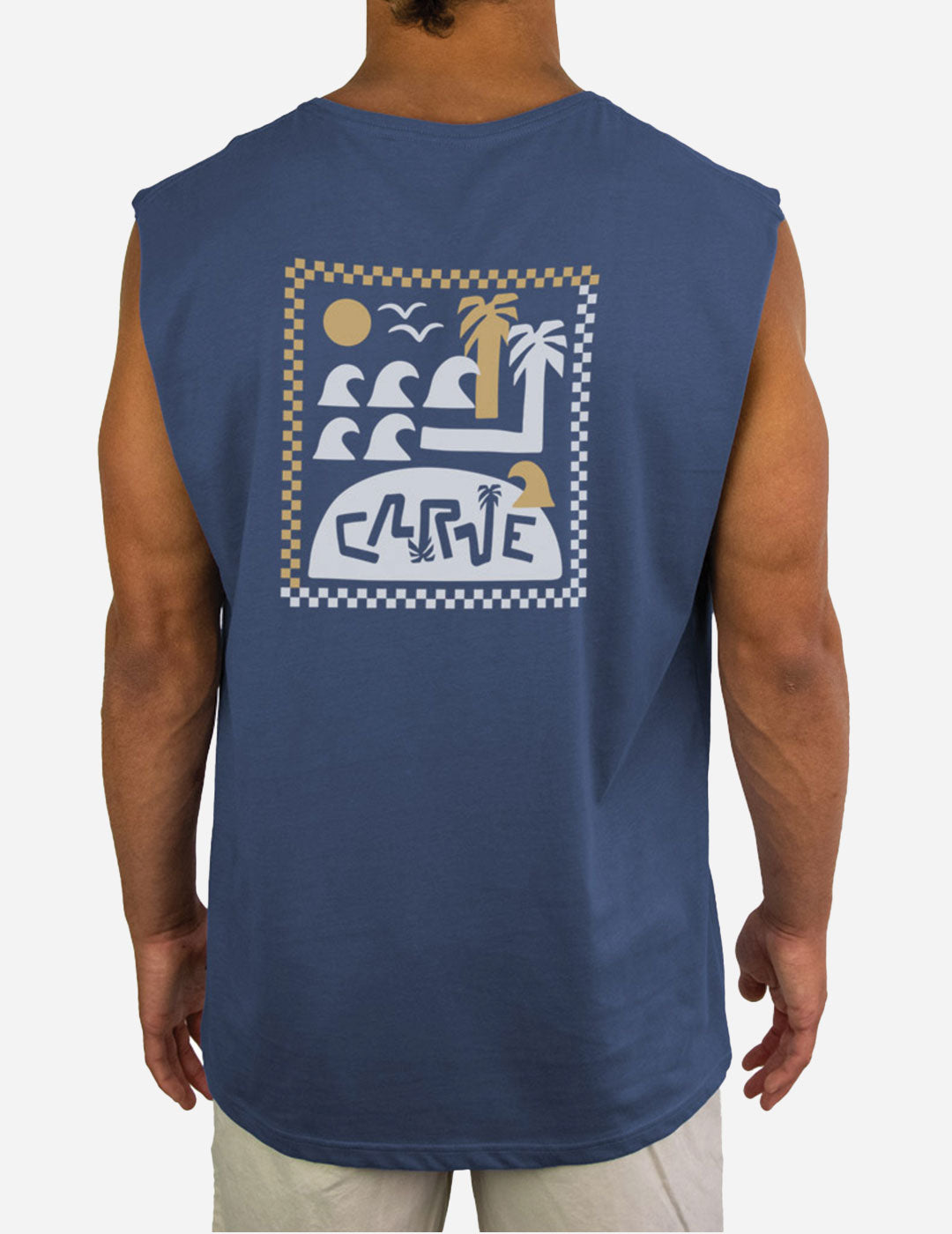 Palm Island - Mens Muscle Tee - Moonlight Blue