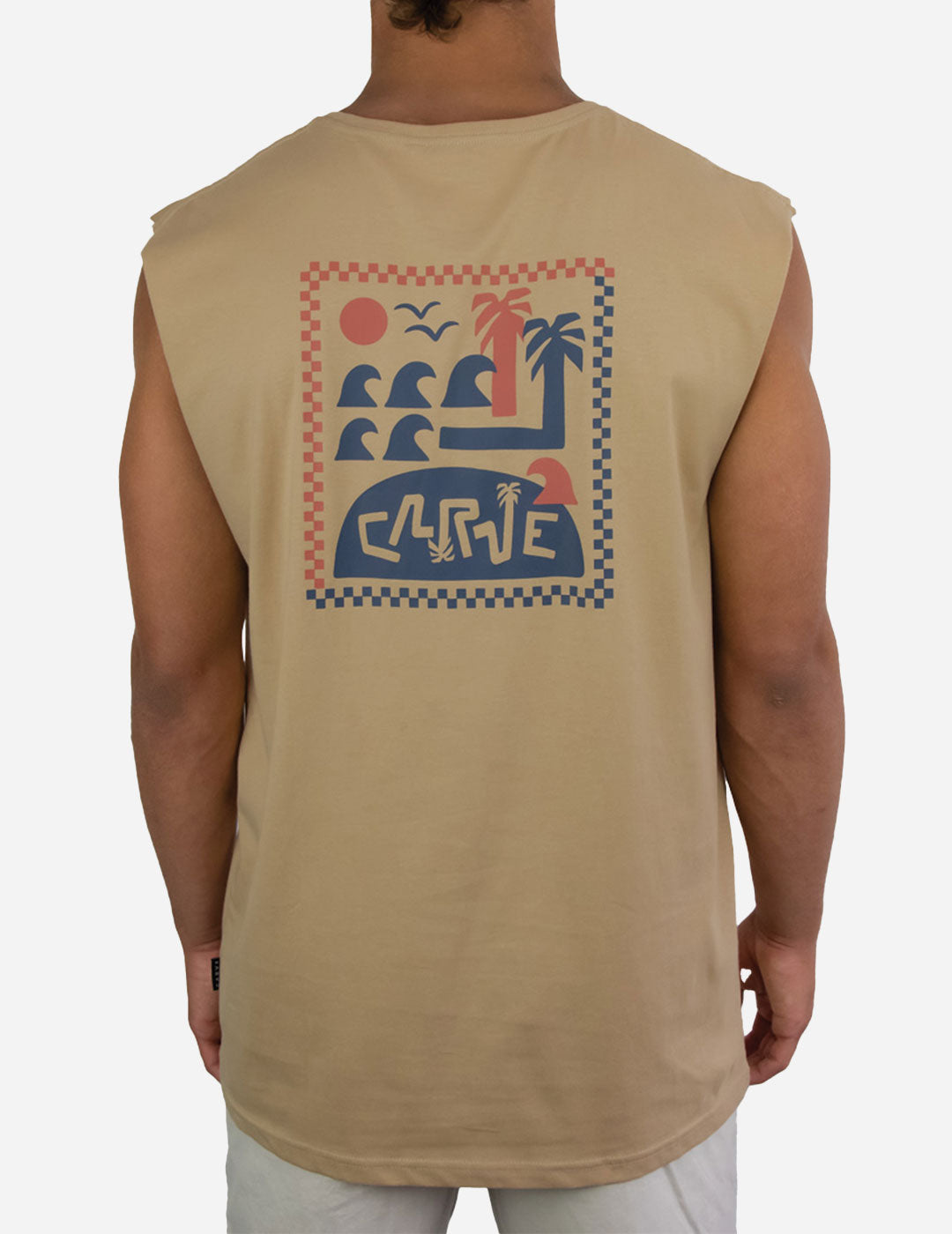 Palm Island - Mens Muscle Tee - Dark Sand