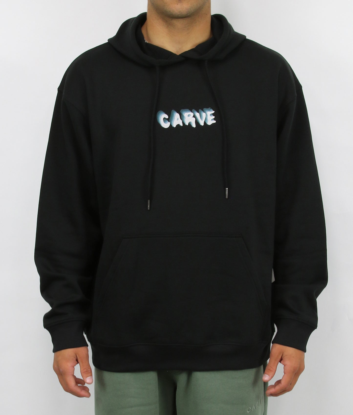 Waves Men's Pull Over Hooded Sweatshirt - Black