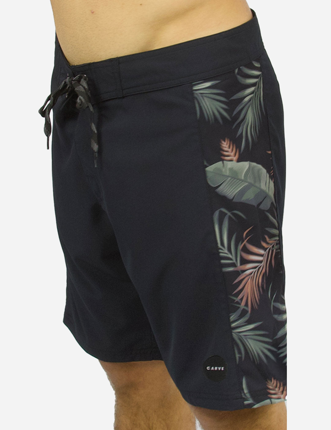 CASTAWAY - Men's flat waist boardies - Black