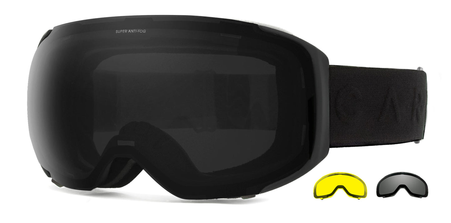 The Boss - Asian Fit Matt Black Frame, Grey Lens & Yellow Lens with Clear Flash Coating