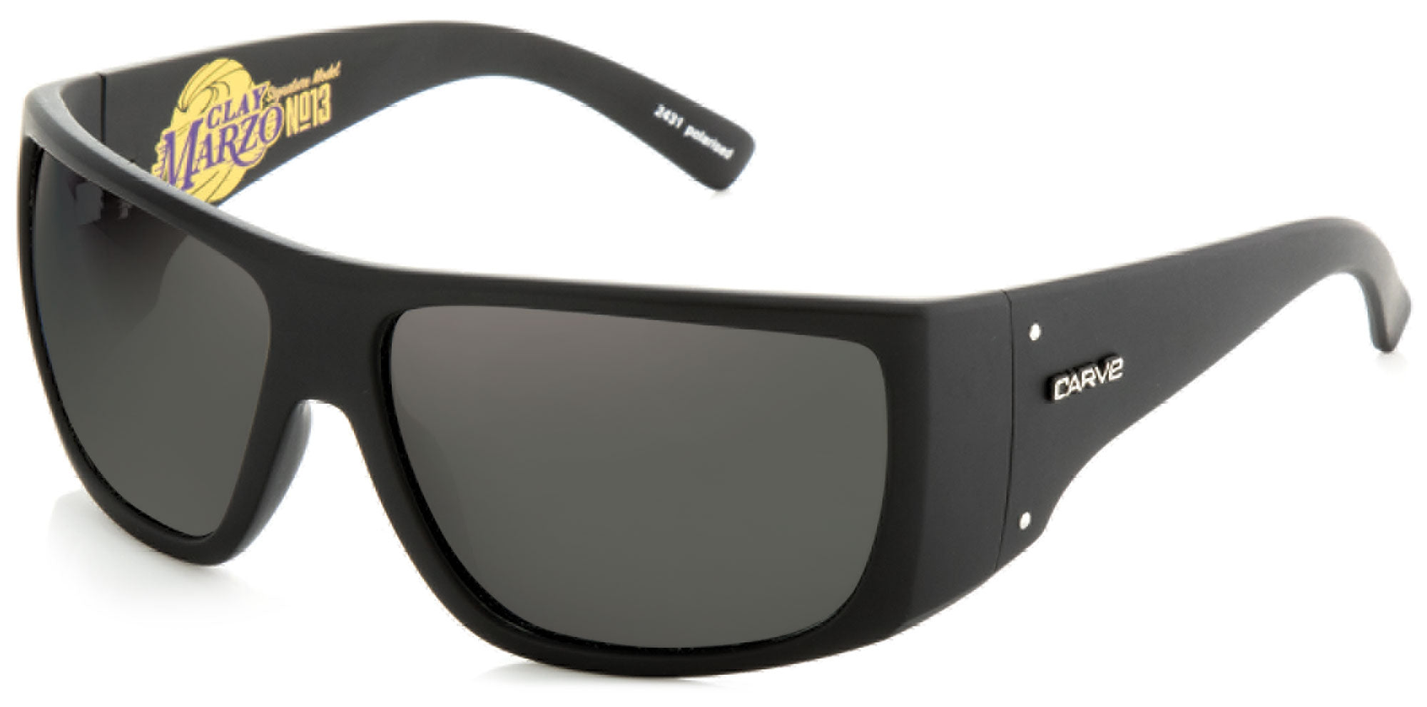 NO 13 Polarized Matt Black Clay Marzo Frame Sunglasses