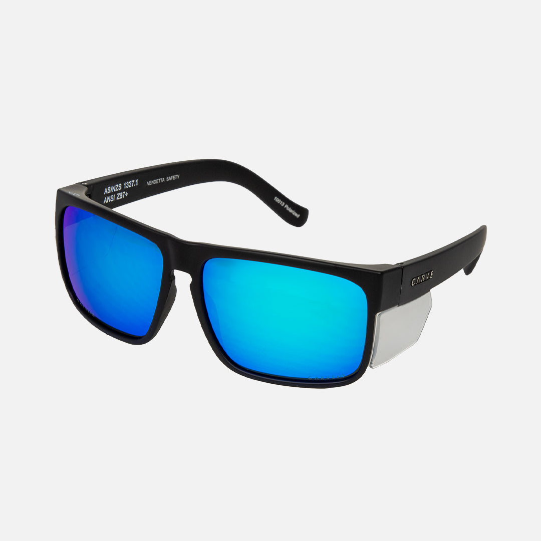 Vendetta - Safety Matt Black Frame - Grey Polarized Blue Iridium Lens