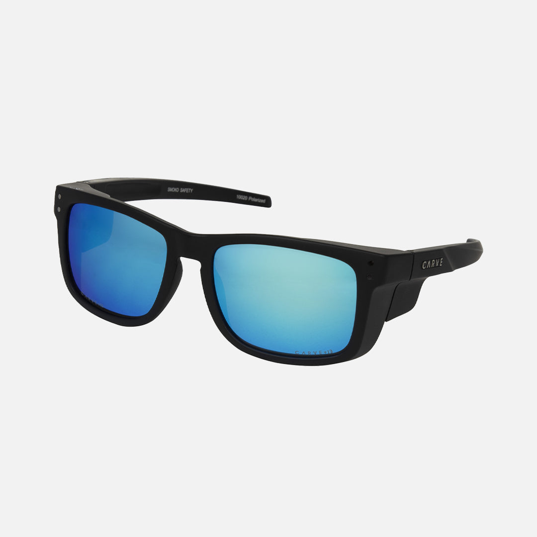 Smoko - Safety Matt Black Frame - Grey Polarized Blue Iridium Lens