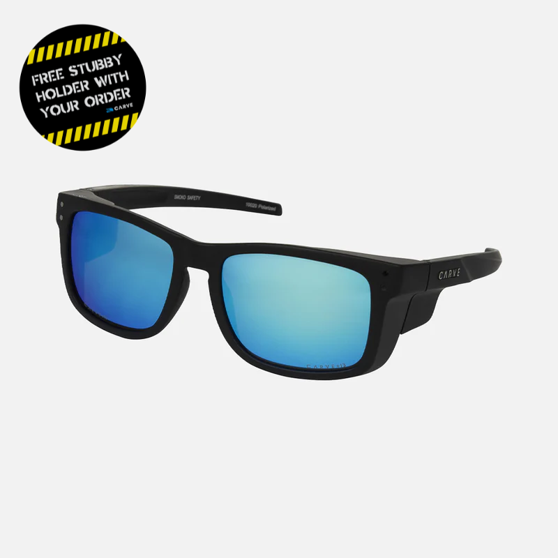 Smoko - Safety Matt Black Frame - Grey Polarized Blue Iridium Lens