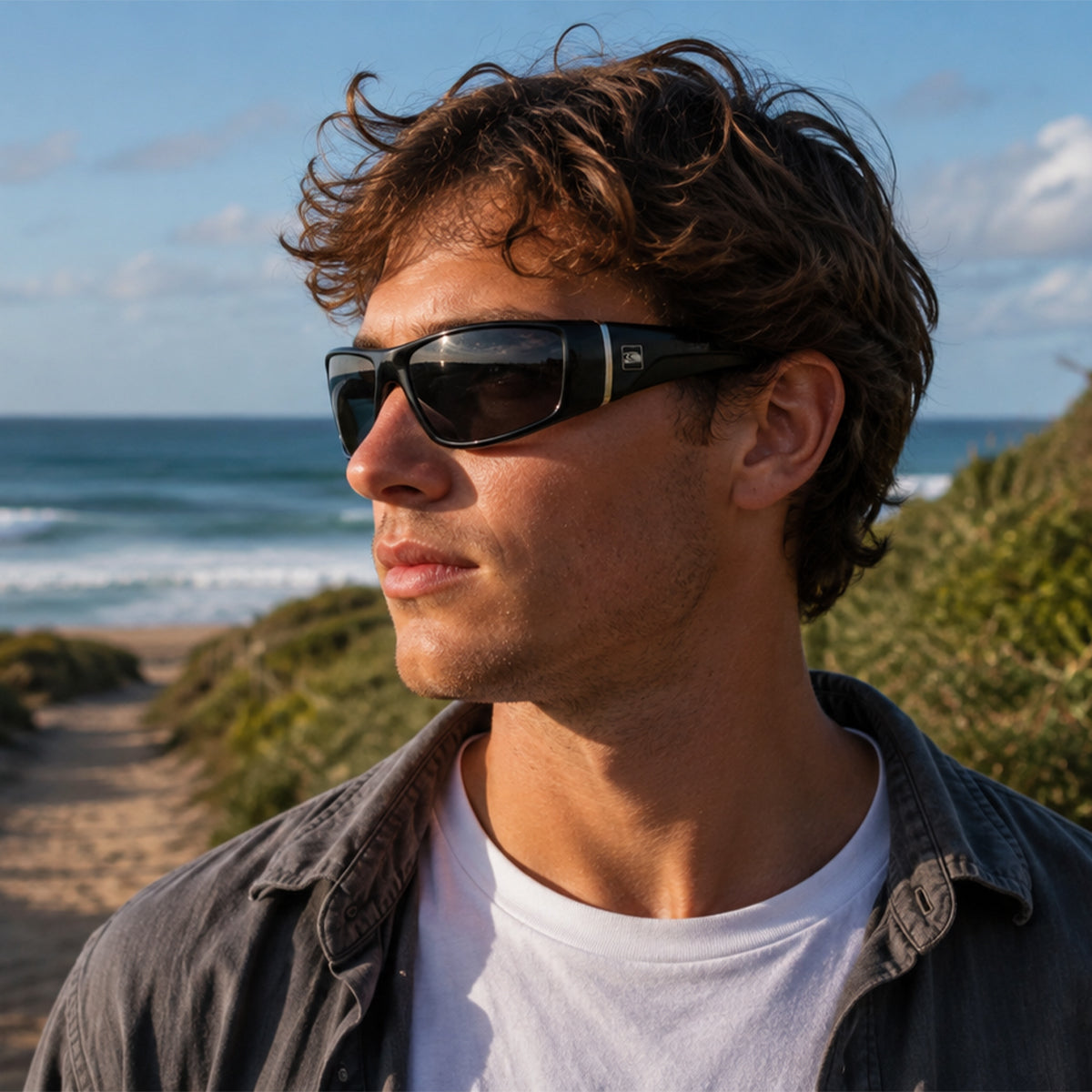 DC - Polarized Gloss Black Frame Sunglasses
