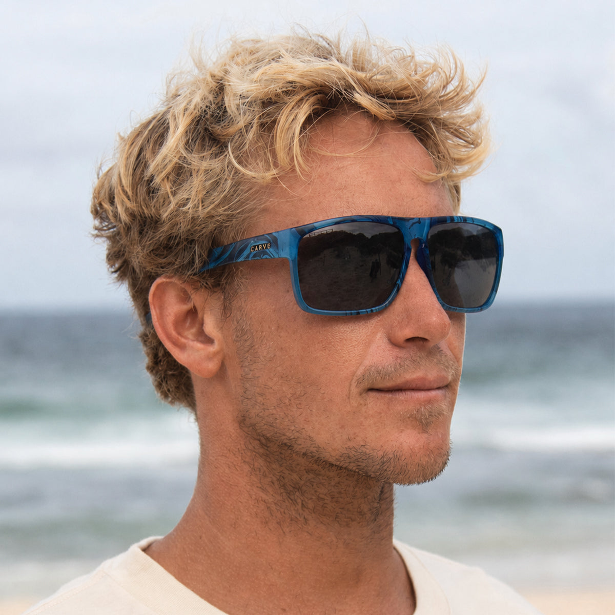 Vendetta - Gloss Blue Translucent Blue Swirl Frame Grey Polarized Lens