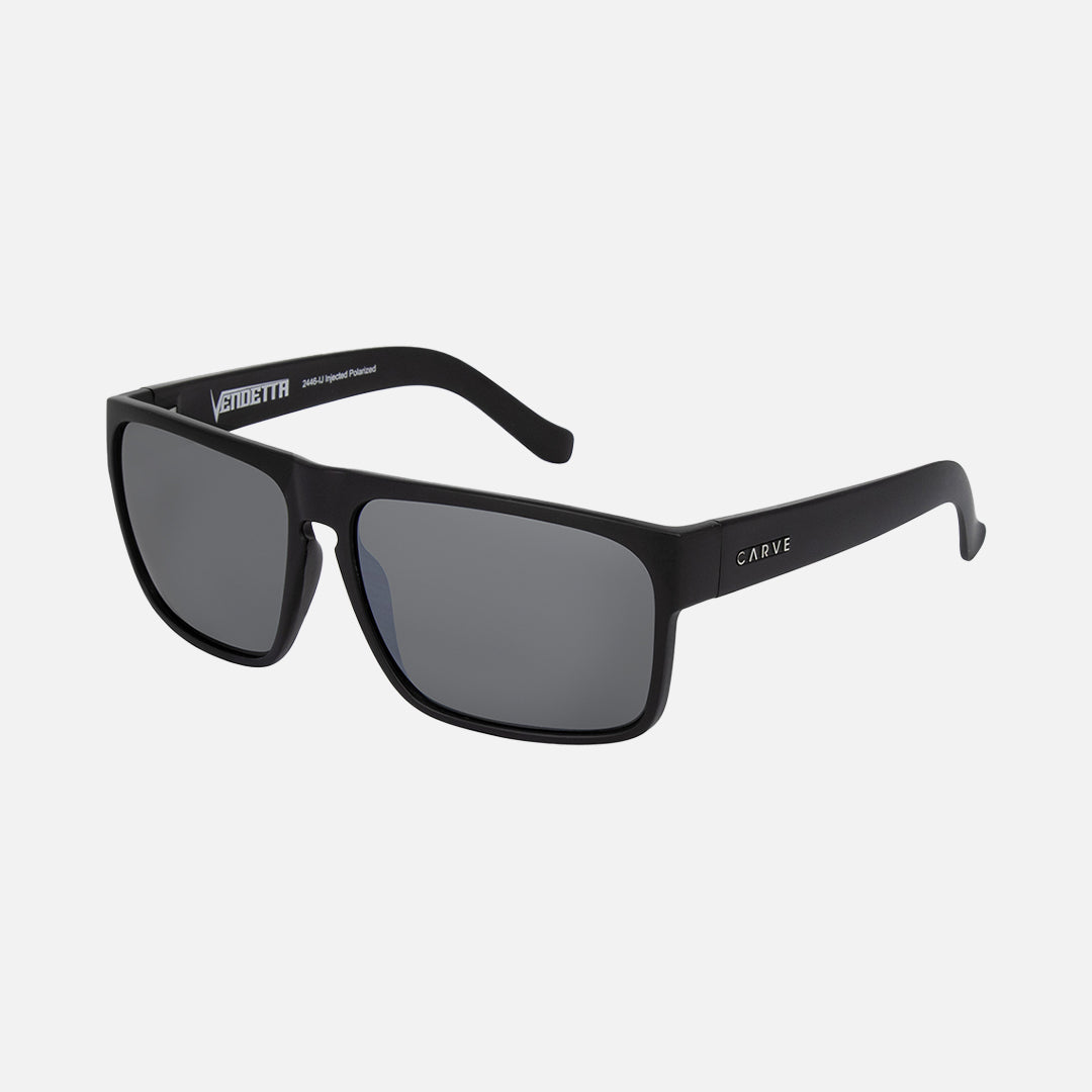 Vendetta - Matte Black Frame Gray Injected Polarized Lens Silver Iridium