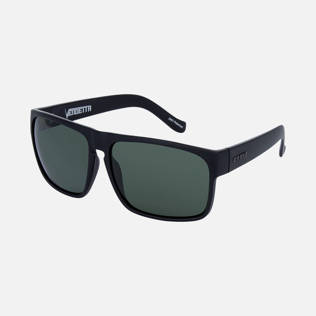 Vendetta - Matte Black Frame Green Polarized Lens