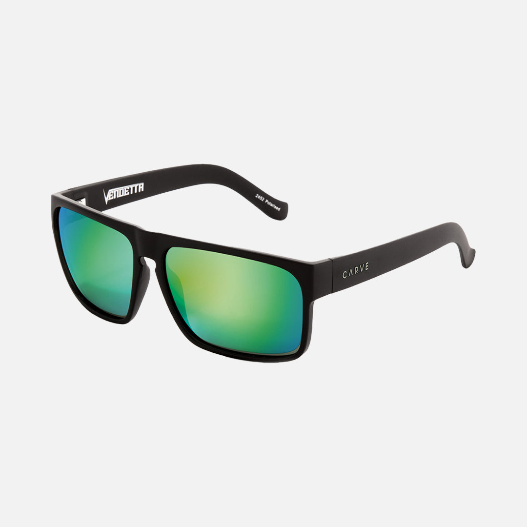 Vendetta - Matte Black Frame Gray Polarized Lens Green Iridium