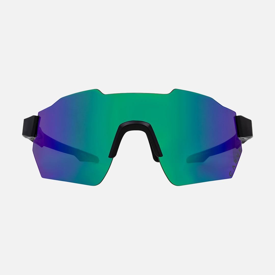 Level Up -  Matt Black Frame, Green Internal Lens with Green Purple Iridium Outer Lens Coating.