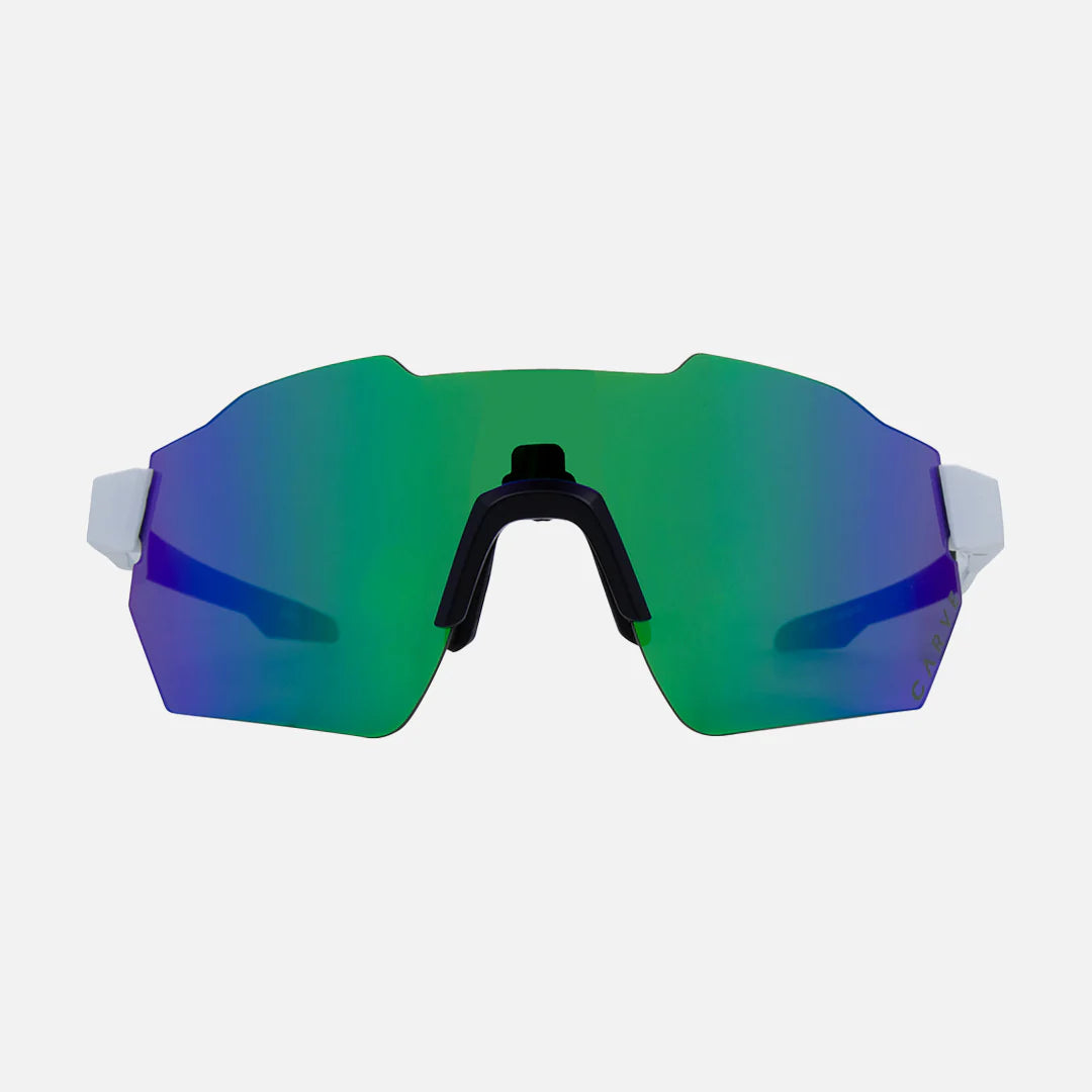 Level Up - Matt White Green Frame, Blue Internal Lens with Green Iridium Outer Lens Coating