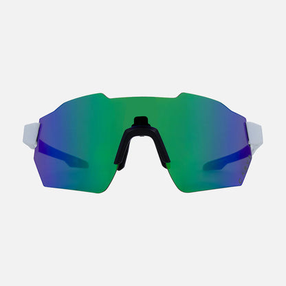 Level Up - Matt White Green Frame, Blue Internal Lens with Green Iridium Outer Lens Coating