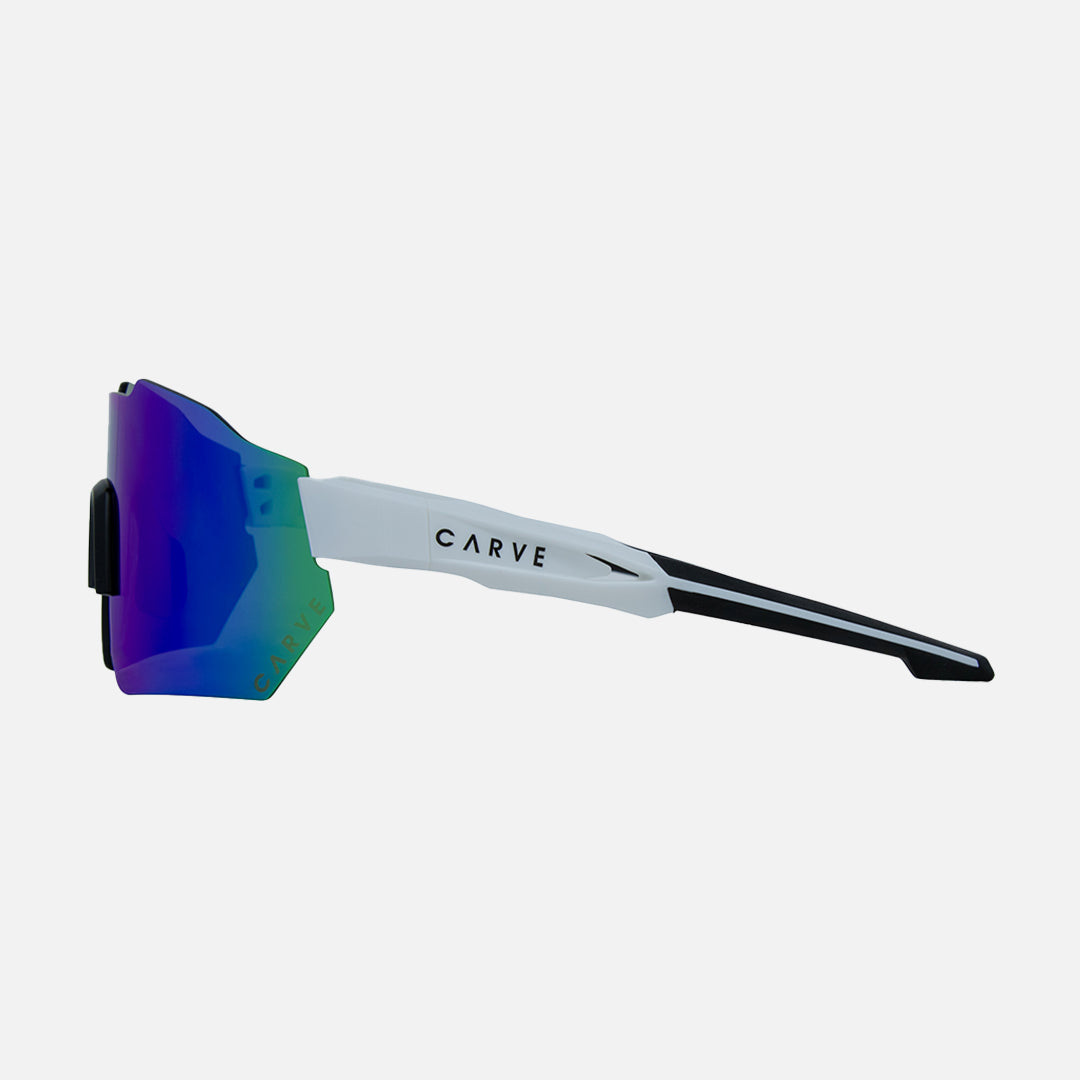 Level Up - Matt White Green Frame, Blue Internal Lens with Green Iridium Outer Lens Coating