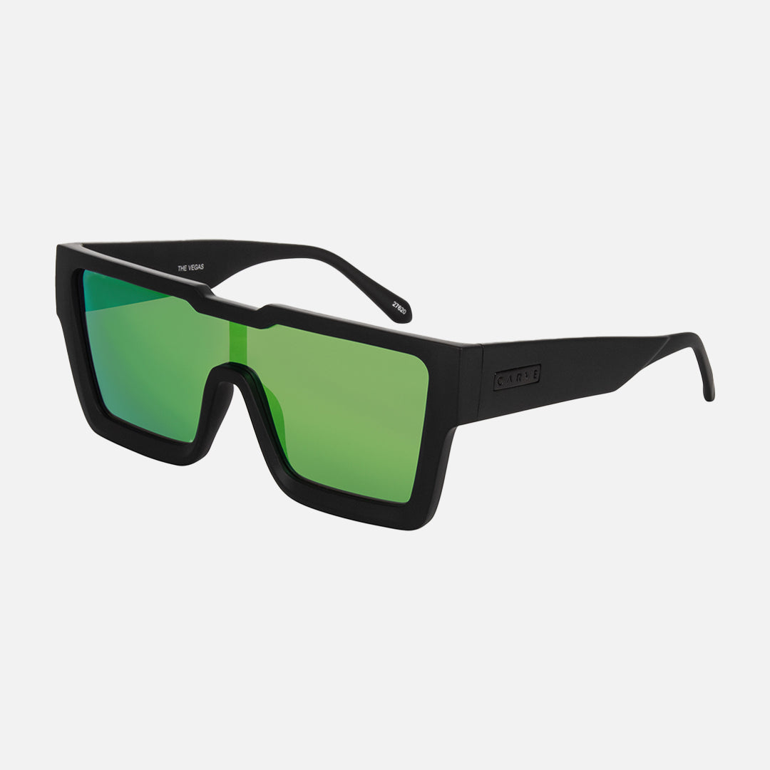 The Vegas -  Matt Black Frame with Grey lens with Green Iridium