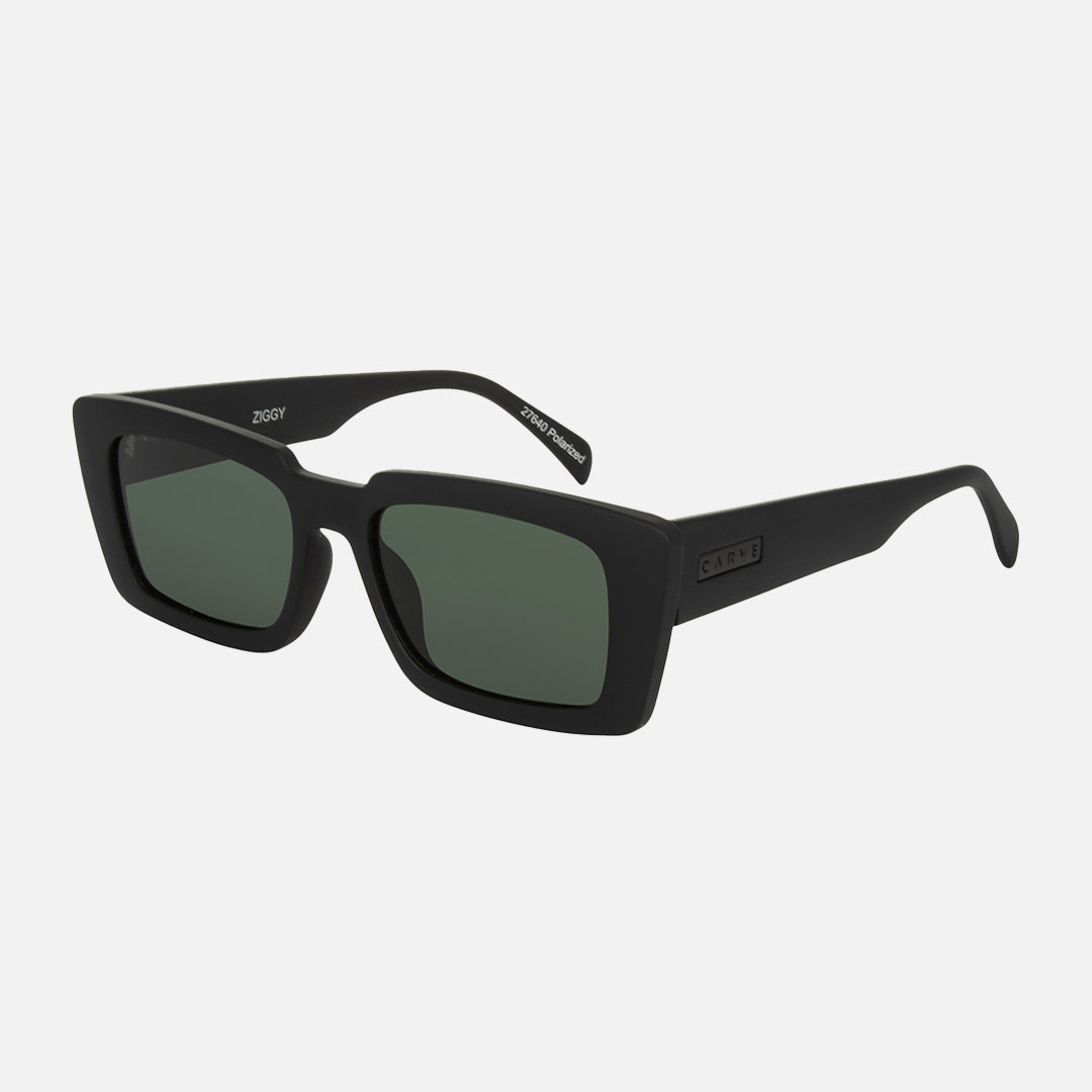 Ziggy - Matt Black Frame Green Polarized Lens