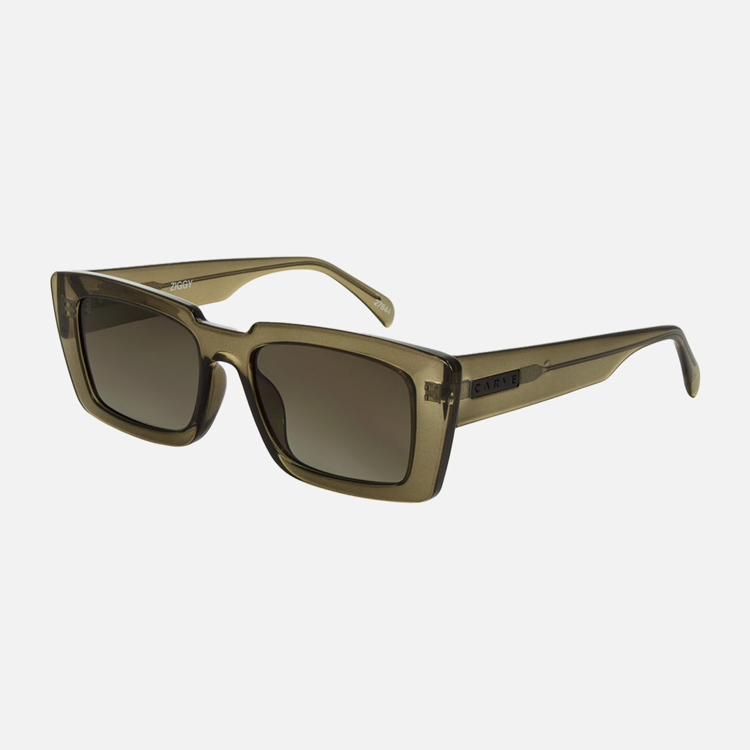 Ziggy - Crystal Olive Leaf Frame with Brown Gradient Lens