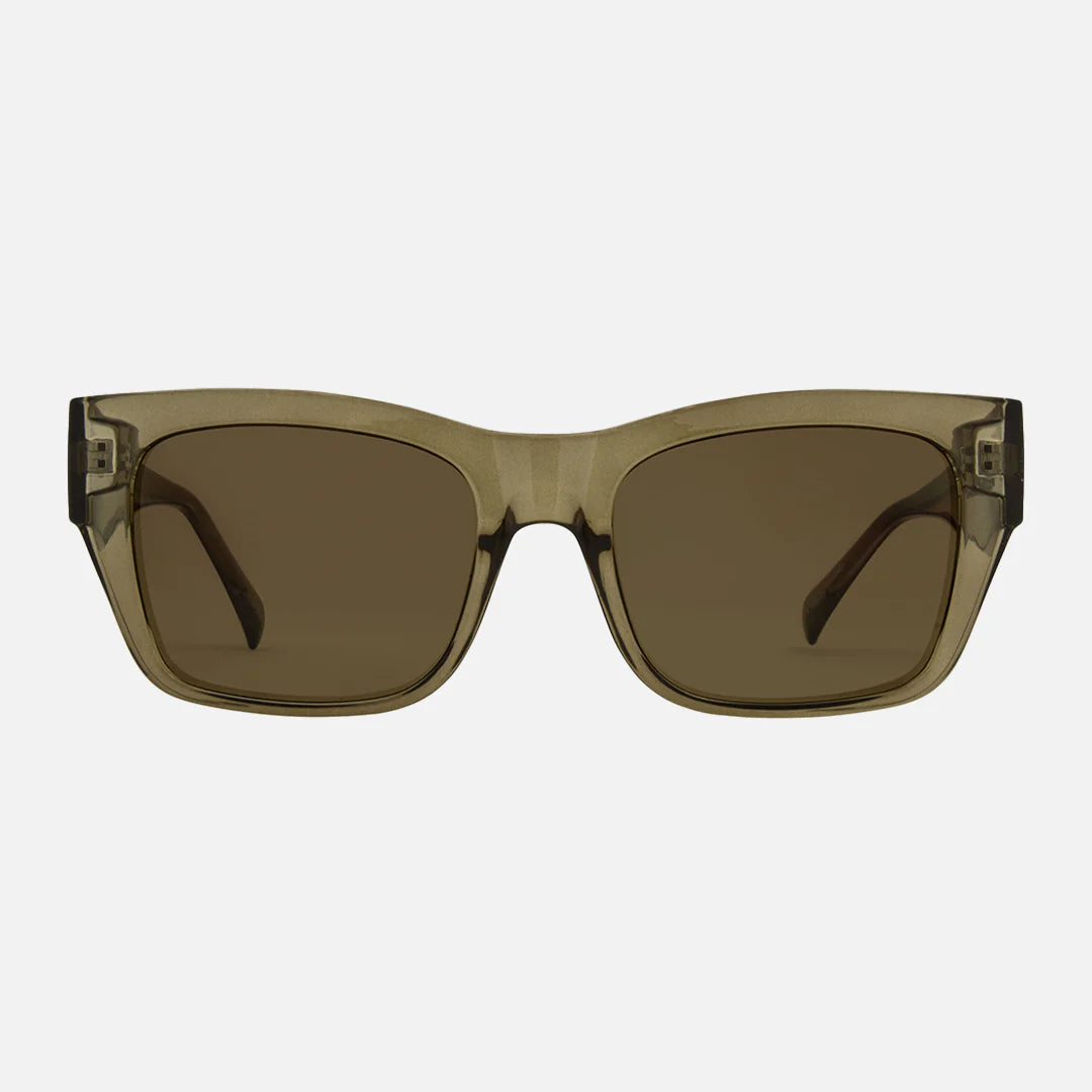 Zeus - Gloss Crystal Olive Leaf Frame with Brown Lens