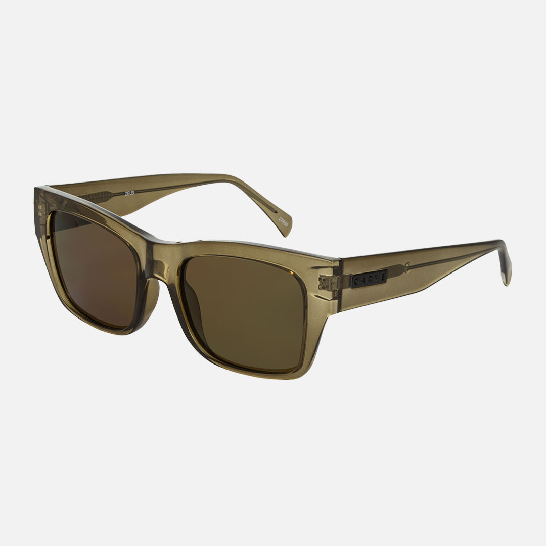 Zeus - Gloss Crystal Olive Leaf Frame with Brown Lens