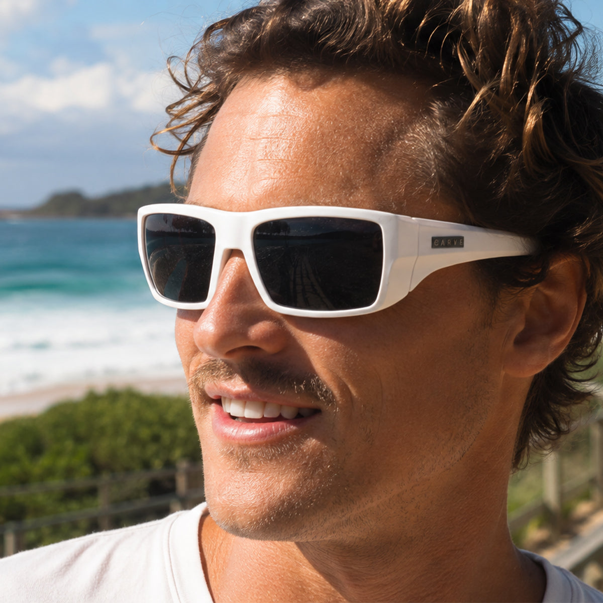 Sanada - Matt White Frame with Grey Lens