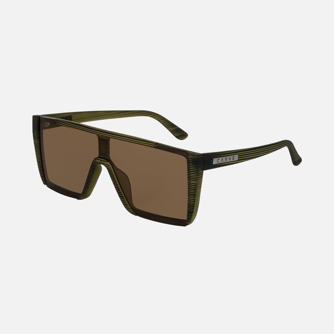 Equinox - Matte Translucent Olive Streak Frame Brown Polarized Lens