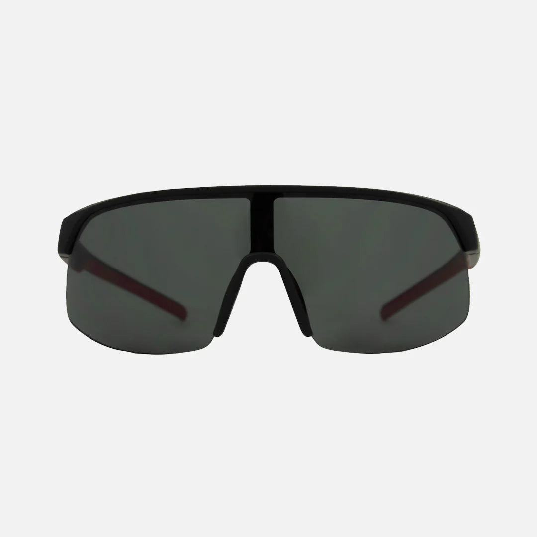 Velocity - Matt Black Frame with Red inner Temple Trims, Grey Lens