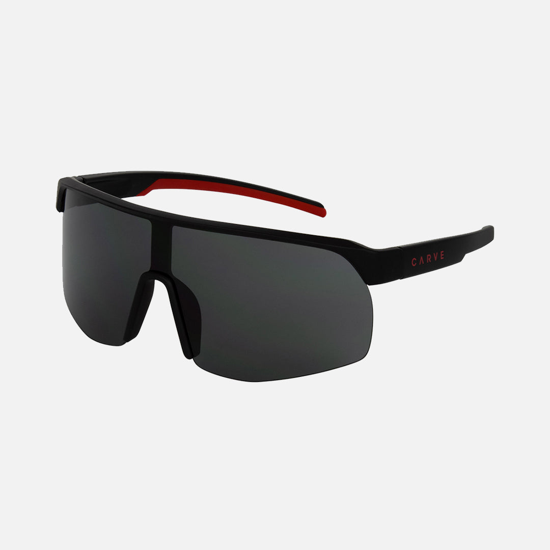 Velocity - Matt Black Frame with Red inner Temple Trims, Grey Lens