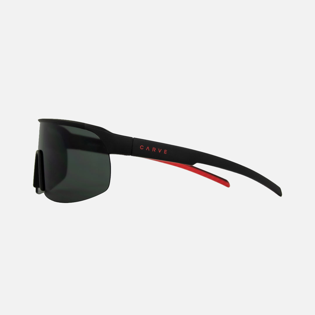 Velocity - Matt Black Frame with Red inner Temple Trims, Grey Lens